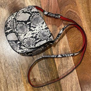 Boden Snake Print Small Leather Saddle Bag